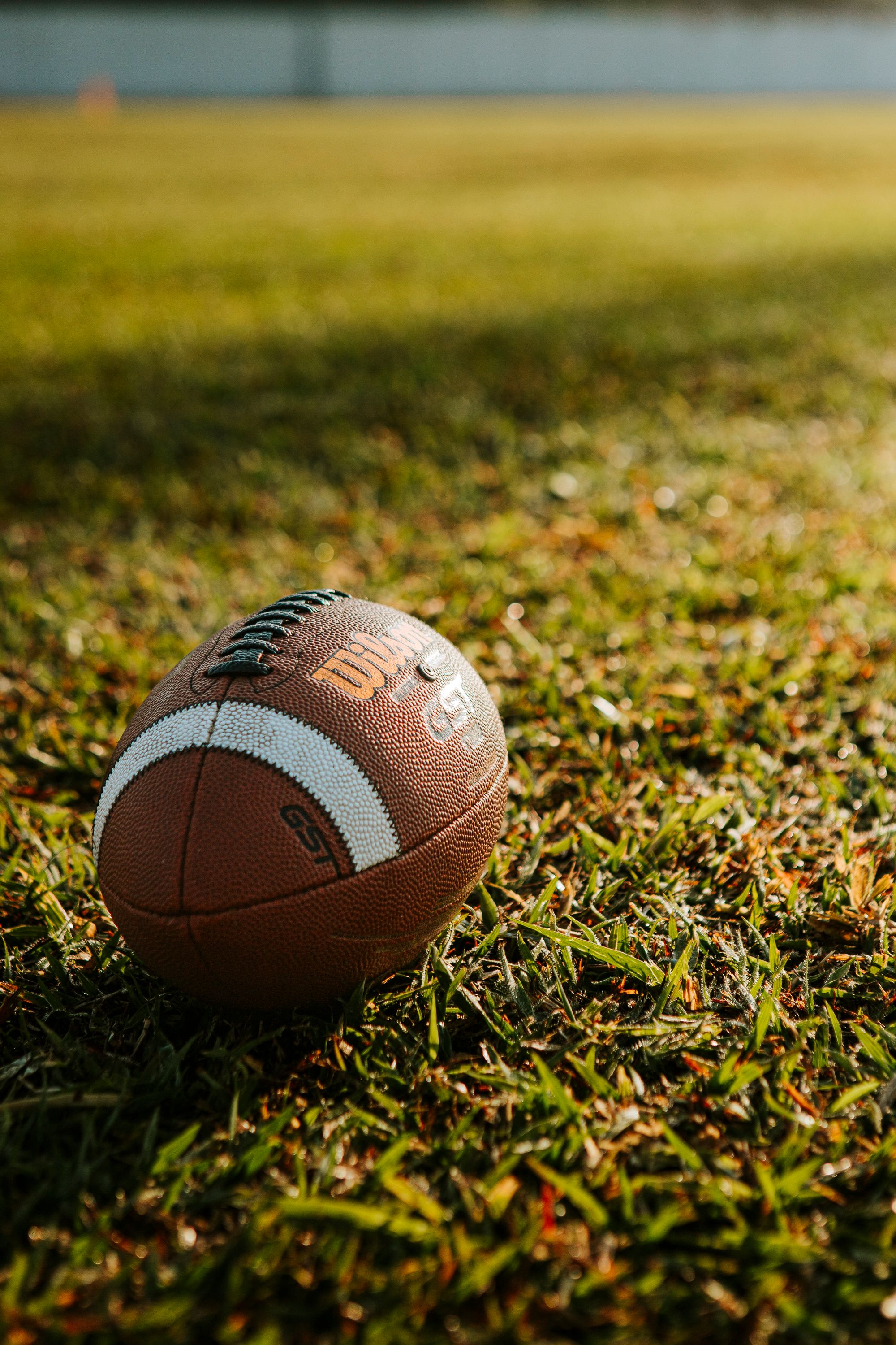 Football on a grassy field